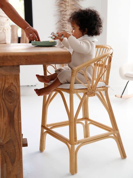 Chaise surélevée enfant en rotin bois 