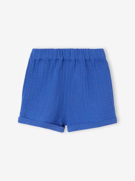 Short en gaze de coton bébé bleu+bleu roi+écru 