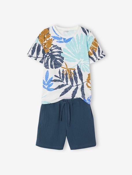 Baby-Set: T-Shirt & Musselin-Shorts nachtblau 