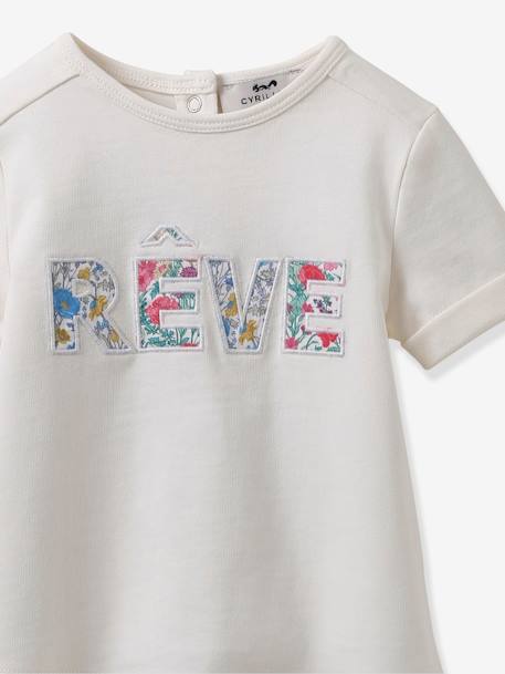 Tee-shirt bébé tissu Liberty coton biologique CYRILLUS écru 