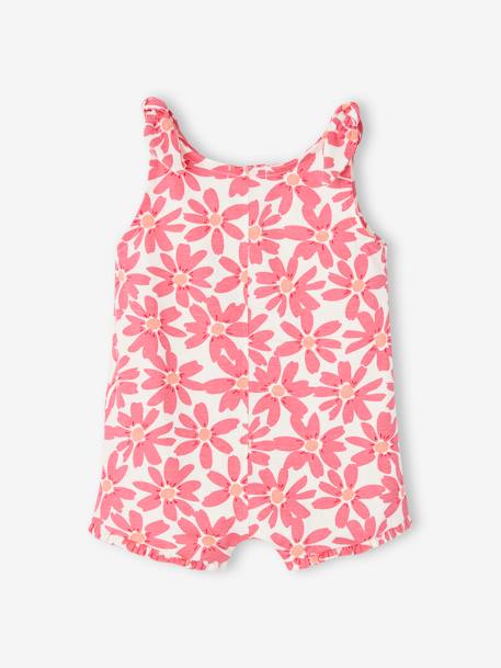 Mädchen Baby Sommer-Overall blau bedruckt+rosa 