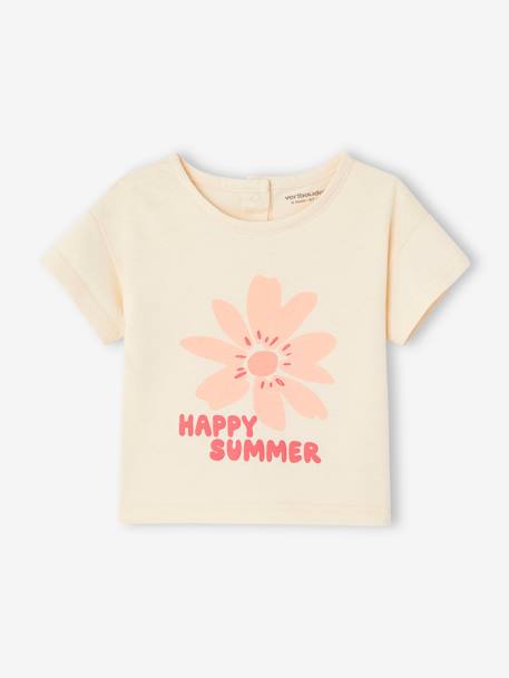 Tee-shirt ' Happy summer' manches courtes bébé écru 