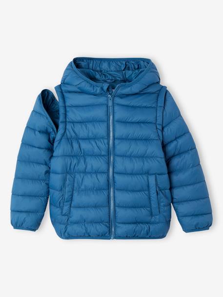 Jungen Steppjacke mit abnehmbaren Ärmeln & Recycling-Polyester petrol 