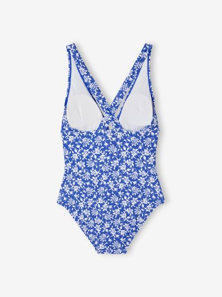 Maillot de bain 1 pièce fleuri femme collection Team famille bleu imprimé 