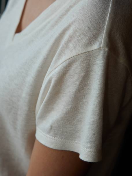 Umstands-Shirt mit V-Ausschnitt ENVIE DE FRAISE karamell+wollweiß 