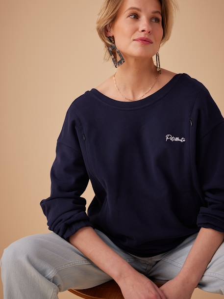Sweatshirt für Schwangerschaft & Stillzeit ENVIE DE FRAISE, Bio-Baumwolle marine 