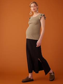 Vêtements de grossesse-Jupe-Jupe longue grossesse en maille ENVIE DE FRAISE