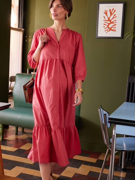 Langes Boho-Kleid für Schwangerschaft & Stillzeit ENVIE DE FRAISE granatapfel+königsblau 