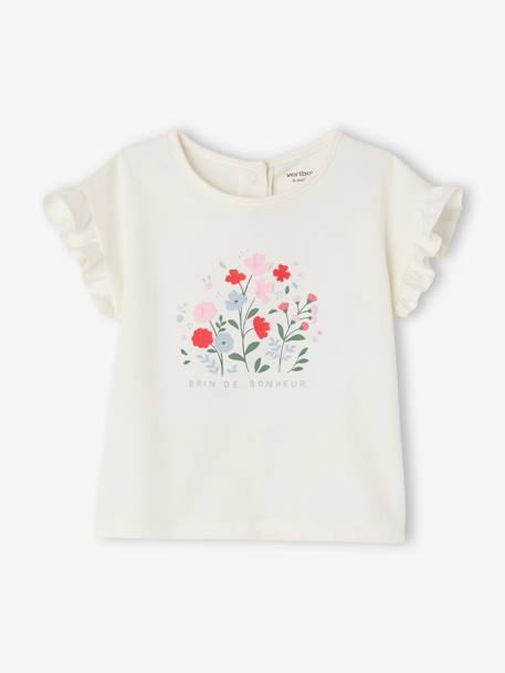 Tee-shirt avec fleurs en relief bébé écru 