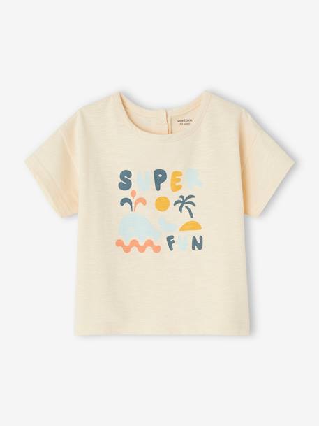 Tee-shirt 'Super fun' bébé manches courtes écru 