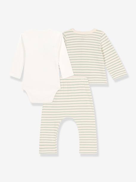 Baby-Set: Wickelbody, Babyjacke & Hose PETIT BATEAU grün gestreift 