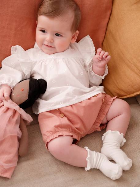 Mädchen Baby Bluse mit langen Ärmeln weiß 
