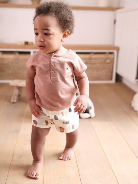 Baby-Set: T-Shirt & Shorts mintgrün+mokka 