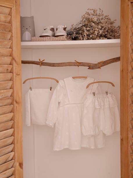 Ensemble cérémonie bébé : robe, bloomer et béguin blanc 