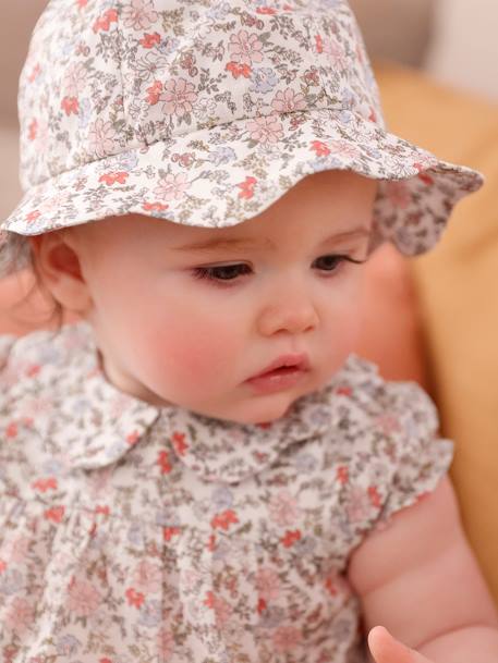 Mädchen Baby-Set: Kleid & Sonnenhut wollweiß 