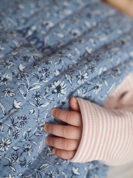 Ärmelloser Baby Schlafsack INDIA personalisierbar Oeko-Tex blau bedruckt 