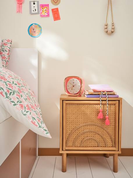 Kinderzimmer Nachttisch REGENBOGEN mit Rattangeflecht natur 