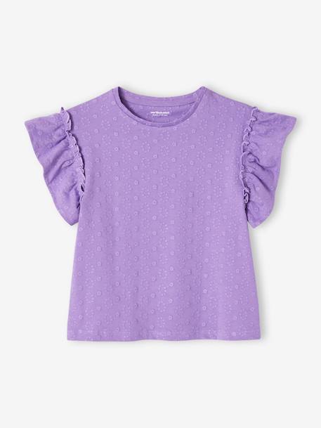 Mädchen T-Shirt mit Volantärmeln Oeko-Tex violett 