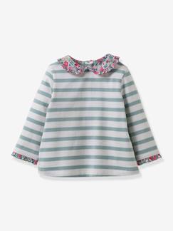 Junge-T-Shirt, Poloshirt, Unterziehpulli-Unterziehpulli-Baby Ringelshirt mit Liberty-Details CYRILLUS, Bio-Baumwolle