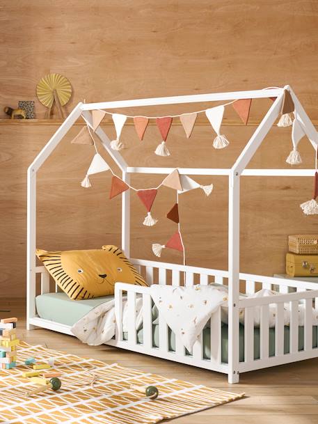 Lit cabane enfant 70 x140 cm blanc 