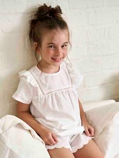 Mädchen-Mädchen Sommer-Schlafanzug mit Lochstickerei