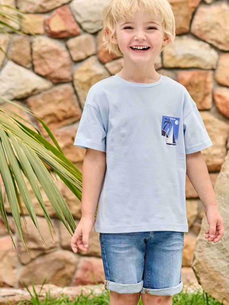 Jungen T-Shirt mit Print hinten Oeko-Tex himmelblau 