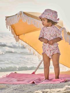 Bébé-Maillot de bain, accessoires de plage-Ensemble de bain anti-UV T-shirt + culotte + bob bébé fille