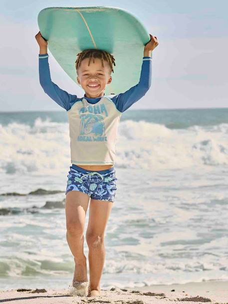 Ensemble de bain anti-UV T-shirt + boxer garçon bleu 