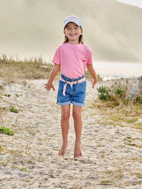 Mädchen T-Shirt BASIC Oeko-Tex mandelgrün+rosa bonbon+türkis 