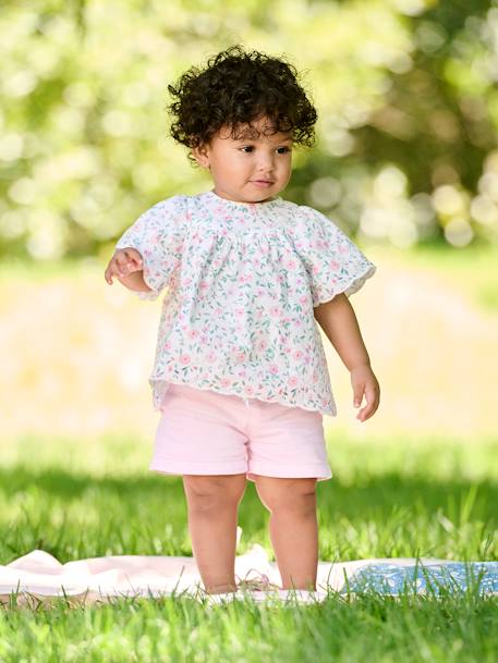 Mädchen Baby Paperbag-Shorts mit Gürtel lila 