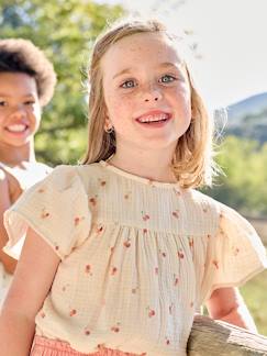 Mädchen-Mädchen Bluse mit Schmetterlingsärmeln, Bio-Baumwolle