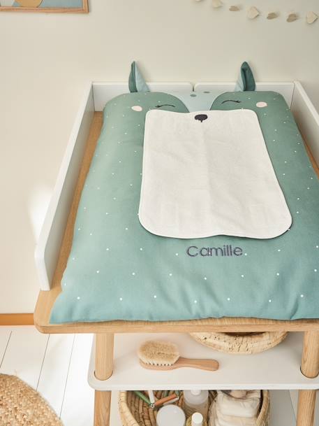 Housse de matelas à langer personnalisable BICHE vert imprimé 