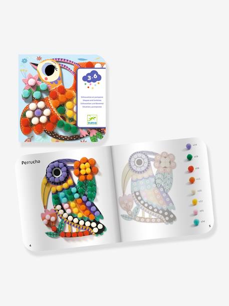 Coffret de collage Silhouettes et pompons - DJECO multicolore 