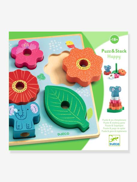 Puzzle d'encastrement et jeu d'empilement 'Puzz & Stack Happy' - DJECO multicolore 