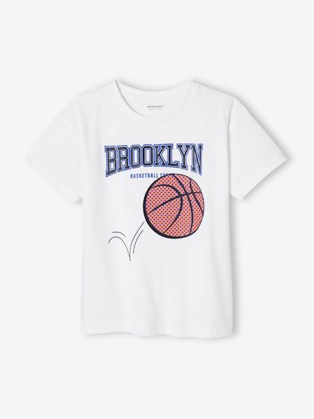 T-shirt motif basket détails en relief garçon écru 