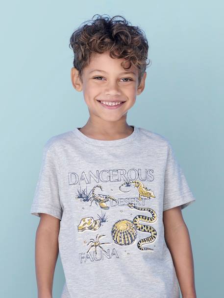 Jungen T-Shirt mit Recycling-Baumwolle grau meliert+schieferblau 