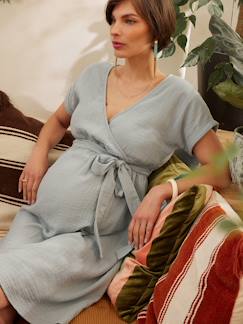 La valise maternité-Vêtements de grossesse-Robe-Robe grossesse en gaze de coton bio ENVIE DE FRAISE