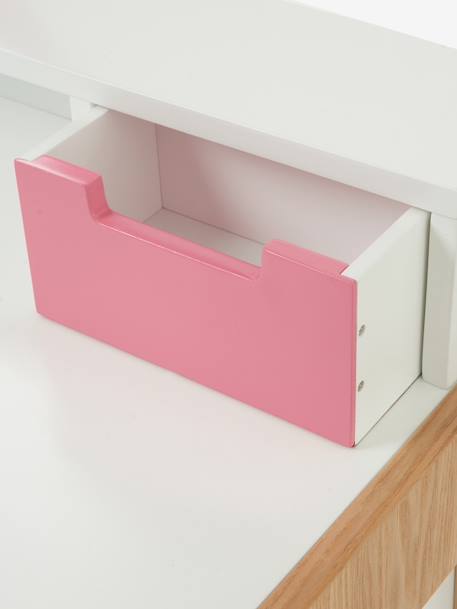 Frisiertisch und Schreibtisch für Mädchen, Schminktisch weiss/rosa/natur 