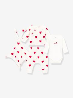 Baby-Baby-Set: Herz-Outfit für Neugeborene & Stoffhase PETIT BATEAU