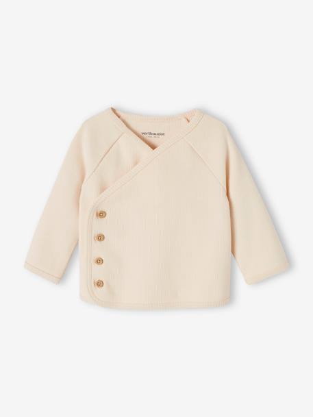 Brassière naissance mixte en côtes manches longues vanille 