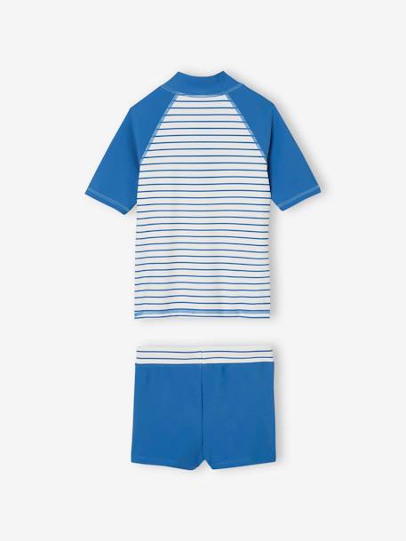 Ensemble de bain anti-UV T-shirt + boxer garçon bleu azur 