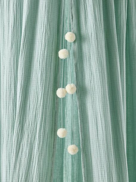 Ciel de lit en gaze de coton EAU DE ROSE cannelle+puder+rose+vert sauge 
