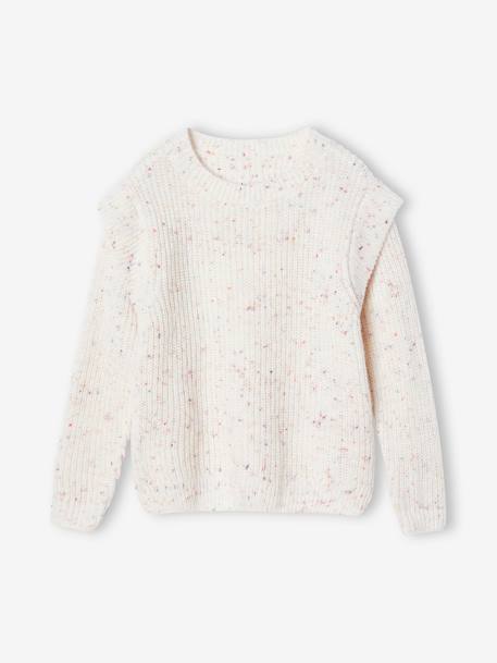 Pull maille moulinée fille vanille 