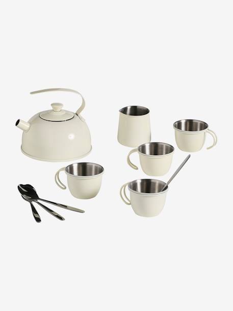 Service à thé en métal écru 