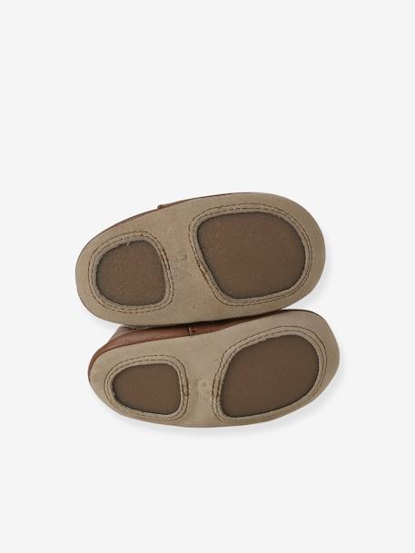 Chaussons élastiqués en cuir souple Rennes bébé marron 