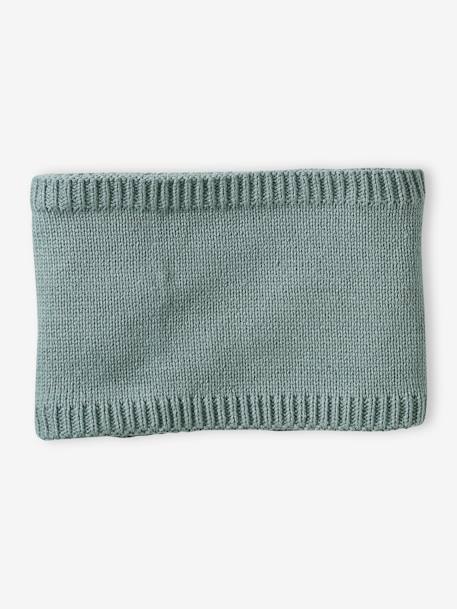 Ensemble bébé garçon bonnet + snood + moufles BASICS vert d'eau 