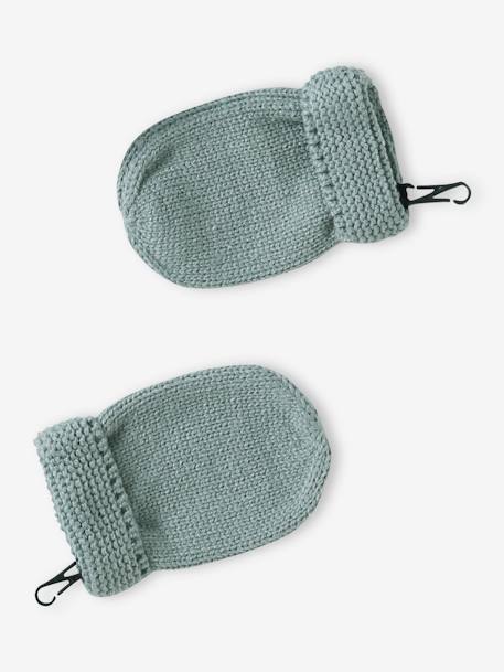 Ensemble bébé garçon bonnet + snood + moufles BASICS vert d'eau 