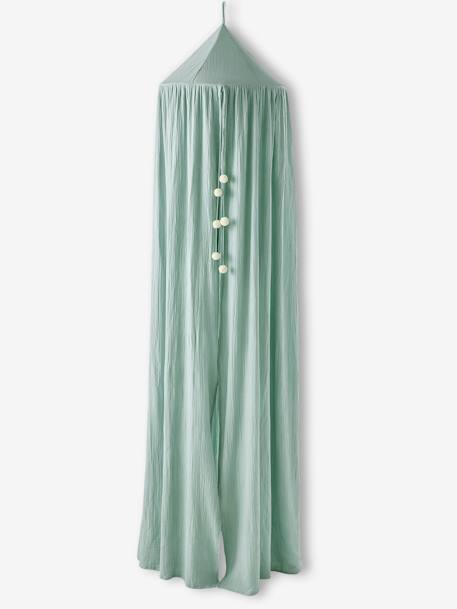 Ciel de lit en gaze de coton EAU DE ROSE cannelle+puder+rose+vert sauge 