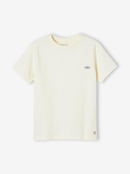 Jungen-T-Shirt, uni aubergine+BLAU+GRAUGRÜN+hellgelb+mango+weiß 
