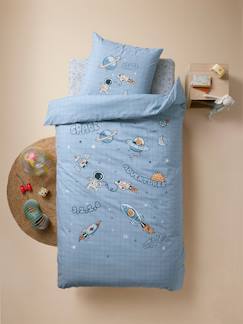 Linge de maison et décoration-Linge de lit enfant-Fourre de duvet-Parure fourre de duvet + taie d'oreiller enfant INTERGALACTIC, avec coton recyclé
